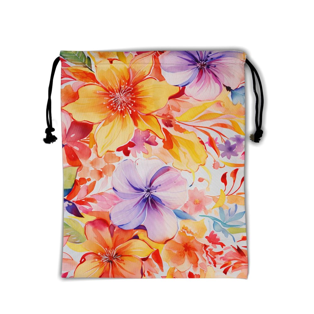 Flowers Gymnastics Drawstring Grip Bag - Tropical Floral Grip Bags for Gymnasts Plant Blossom Gym Storage Pouch Art String Bag for Sports Party Favors