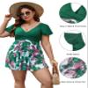Blooming Jelly Women's Plus Size Bathing Suit One Piece Swim Dress Full Coverage Swimsuits Front Cross Swimwear(Green and Floral Print, Large) view 4