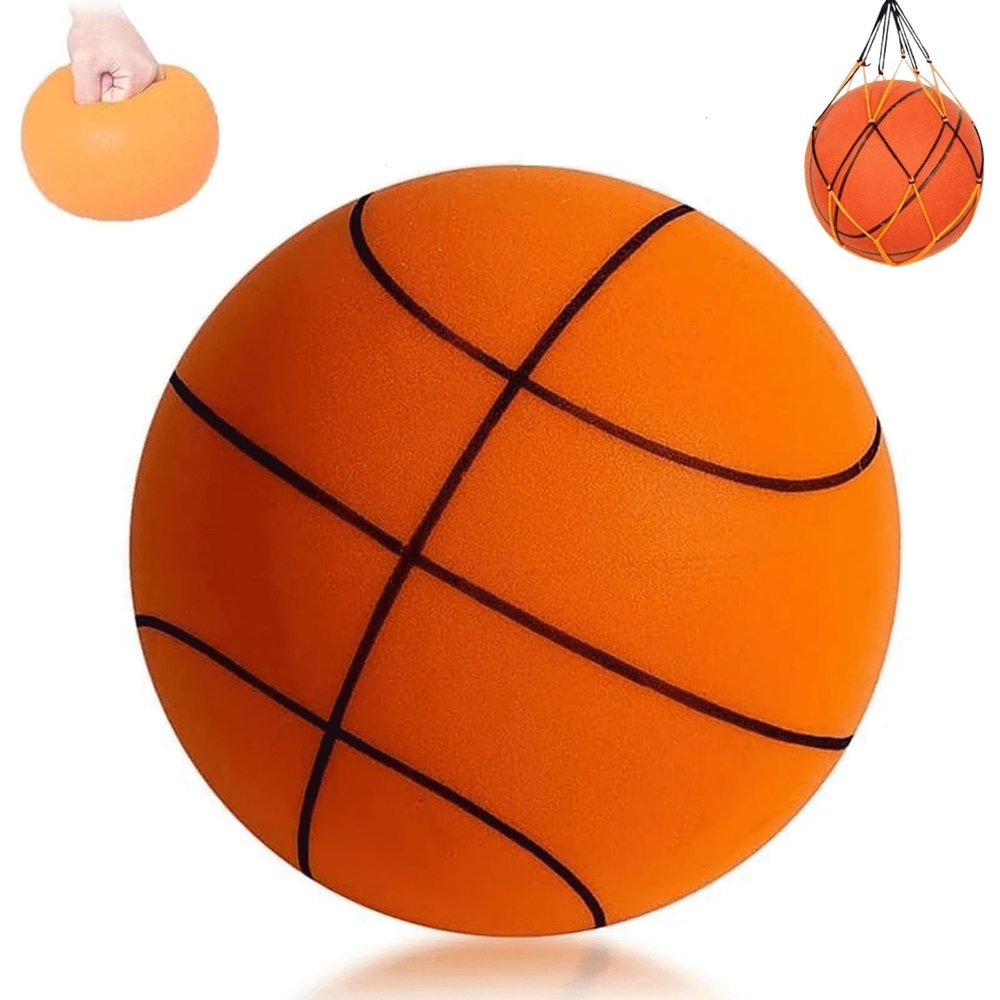 Cogear Silent Basketball Dribbling Indoor Size 6 (28.5") Size 5 (27.5") Size 3 (26.5") Hush Handle Basketball, Silent Swish, Hushhandle Silent Foam (Size 5 (27.5"), Orange)