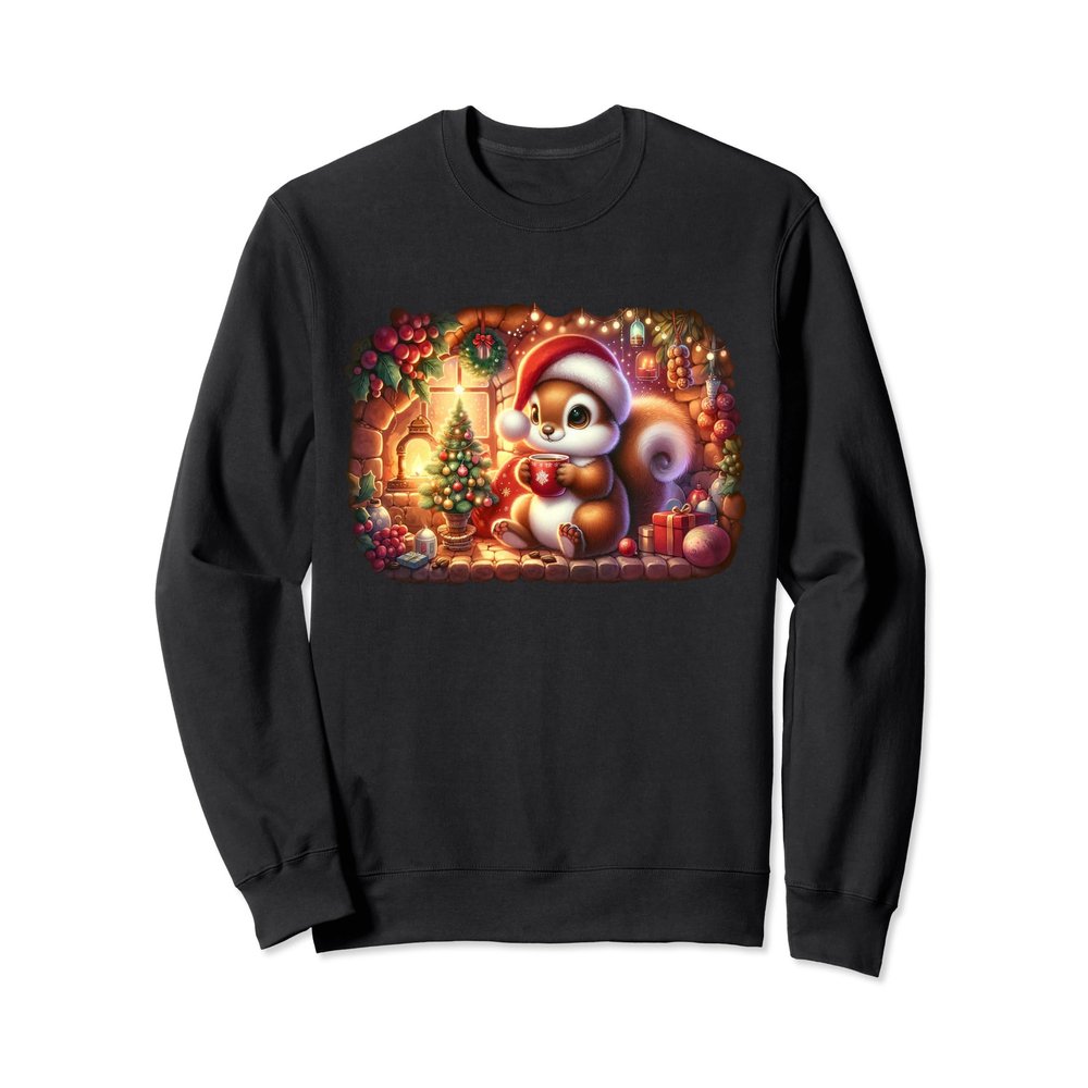 Cute Cozy Critter squirrel Christmas Sweatshirt