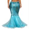 winying Womens Fishtail Skirt Long Tail Skirts Mermaid Maxi Skirt Cascading Tulle Metallic Shiny Costume Blue Medium view 3