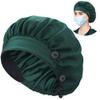 ABAMERICA Bouffant Caps with Button and Sweatband, Adjustable Scrub Caps for Women Men, Single Satin Layer view 1