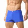 BreakEgg Mens Swim Trunks Low Waist Long Square Leg Swimwear for Men Perfect for Swimming and Hot Springs (Large,230801-Blue) view 3
