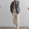 leasote Warm Knitted Sweater Outwear Front Zipper Cardigan Men's Collarless with Closure Pockets Autumn Winter Solid Grey 2XL view 2