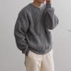 leasote Warm Knitted Sweater Outwear Front Zipper Cardigan Men's Collarless with Closure Pockets Autumn Winter Solid Grey 2XL view 3