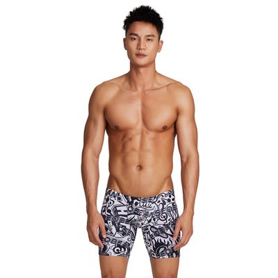 BreakEgg Mens Swim Trunks Low Waist Long Square Leg Swimwear for Men Perfect for Swimming and Hot Springs (X-Large,220802-Black)