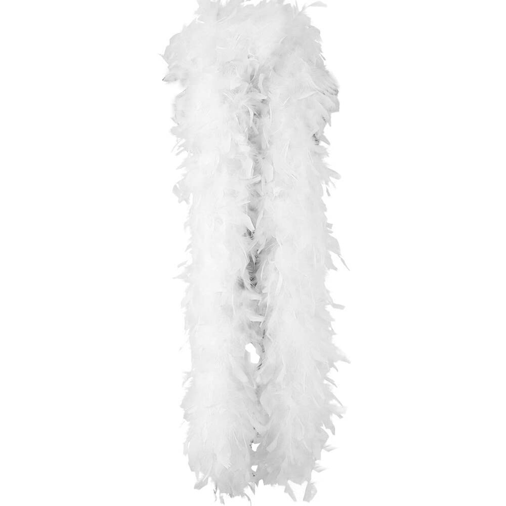 ihreesy Turkey Feather Boas,2m 90g Natural Fluffy Feather Boa Shawl Scarf for Halloween Costume Wedding Party Decoration,White