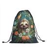 Cute Sloth Gymnastics Grip Bag - Tropical Sloth Animal Drawstring Gym Bag for Gymnasts Colorful Flowers Leaf String Bag Adjustable for Grips Shoe Towel view 2