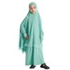Abayas for Girls Abaya Dubai Turkey Kaftan Prayer Dress and Full Cover Lace Hijab Kids Muslim Long Sleeve Arabian Robe Ramadan Maxi Dresses Modest Islamic Casual Clothes Clothing Green 7-8 Years view 2