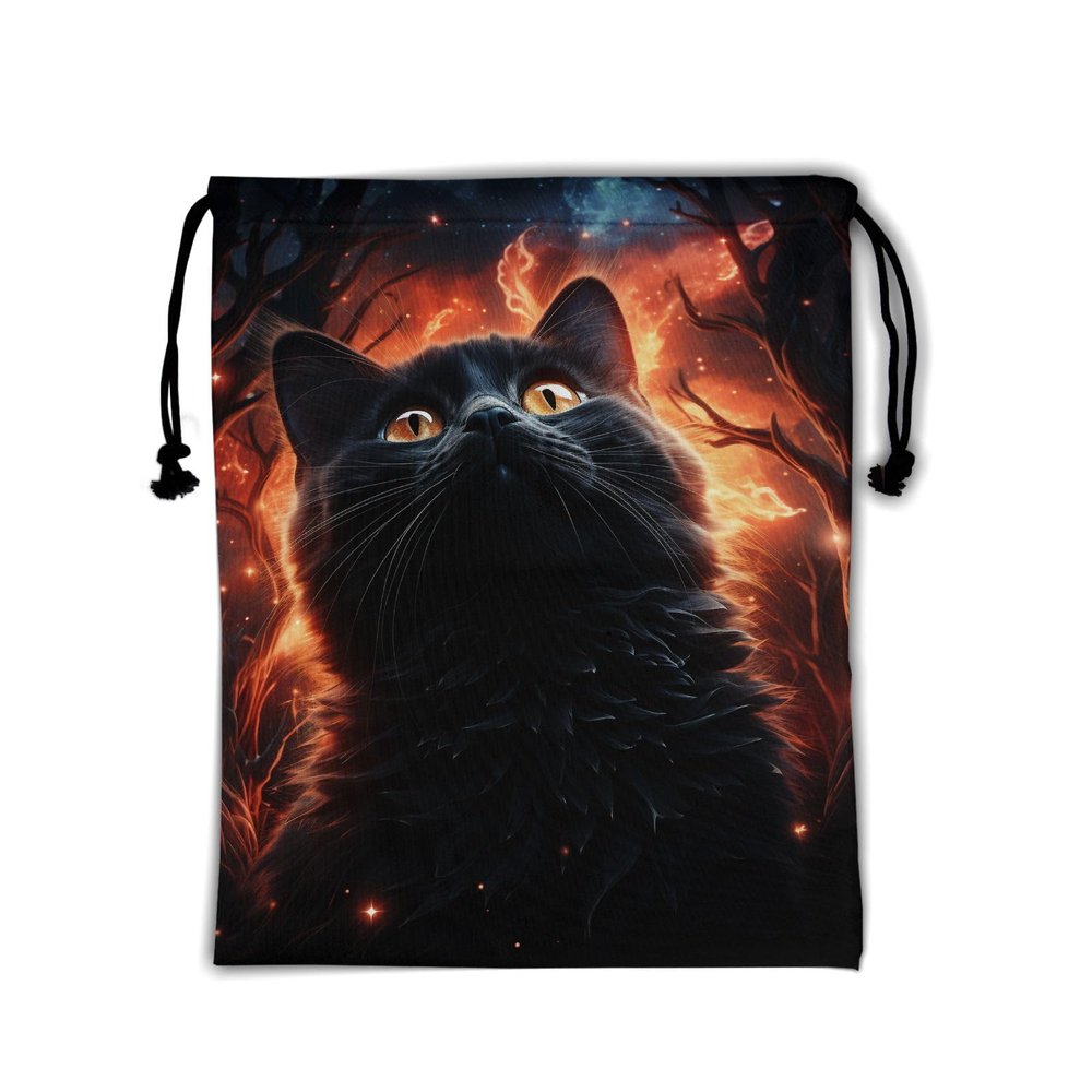 Black Cat Gymnastics Grip Bag - Kitten Grip Bags Pet Animal Drawstring Bag Galaxy Cat Pouch Bag Artwork Athlete String Bag for Grips Shoe Towel