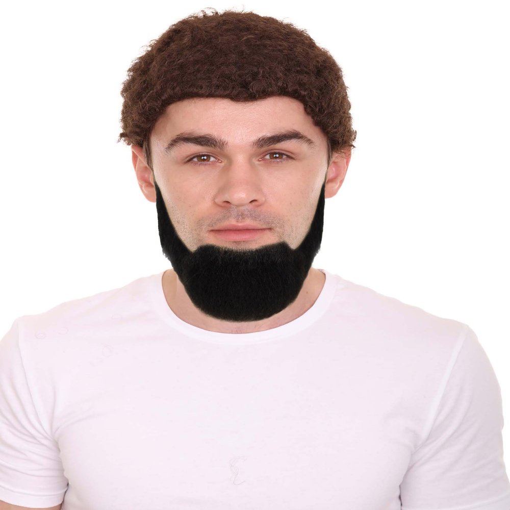 Adult Men's Natural Black Human Hair Beard, Facial Hair,Perfect for Halloween and Cosplay