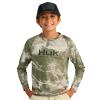 HUK Kids Pursuit Camo Crew Sleeve Shirt, Performance Shirt for Kids, Mossy Oak Stormwater Freshwater, Small view 1