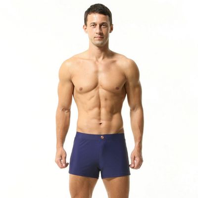 BreakEgg Mens Swim Trunks Low Waist Long Square Leg Swimwear for Men Perfect for Swimming and Hot Springs (XX-Large,230801-Dark Blue)