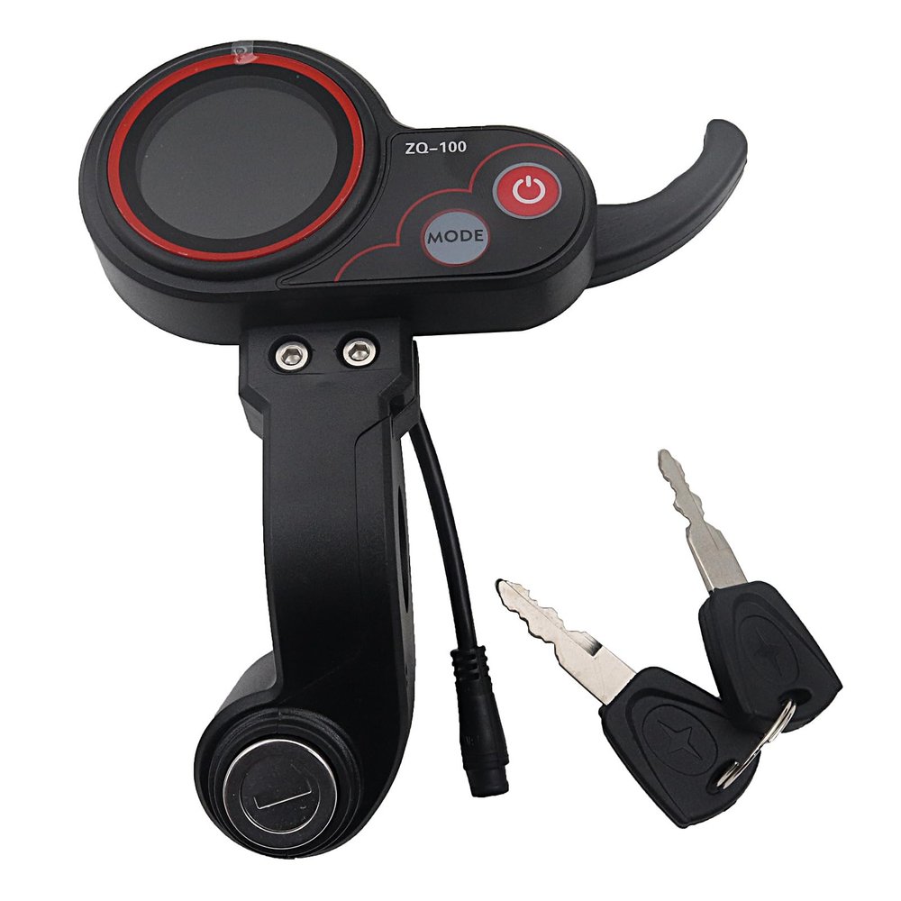 ZQ-100 LCD Display Throttle Meter 6PIN Switch with Electric Door Lock Key for Electric Scooter Dashboard Accessories Black