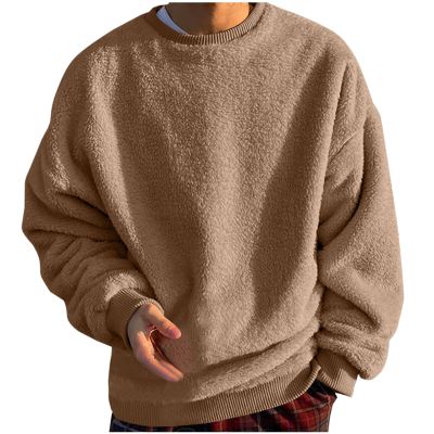 Muscularfit Sweatshirts for Men No Hood Light Weight Long Sleeve Solid Fleece Crewneck Sweatshirt Causal Fashion Shirt Tees sweatshirt hoodie Khaki M