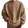 Muscularfit Sweatshirts for Men No Hood Light Weight Long Sleeve Solid Fleece Crewneck Sweatshirt Causal Fashion Shirt Tees sweatshirt hoodie Khaki M view 1