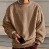 Muscularfit Sweatshirts for Men No Hood Light Weight Long Sleeve Solid Fleece Crewneck Sweatshirt Causal Fashion Shirt Tees sweatshirt hoodie Khaki M view 2