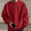 amazon clearance items Sweatshirts for Men No Hood Light Weight Long Sleeve Solid Fleece Crewneck Sweatshirt Causal Fashion Shirt Tees mens big and tall hoodie Red 5X view 2