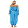 easyforever Women's Belly Dance Costume Split Puff Sleeve Crop Top Harem Pants Dance Outfits Light Blue One Size view 4