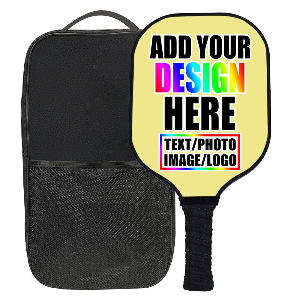 ZOLRITH Custom Pickleballs Paddles Rackets Set with Photo Design Your Own Personalized with Logo Text Pictures Indoor Outdoor Pickle Ball Paddles, 1 Paddel with 1 Storage Bag, Khaki
