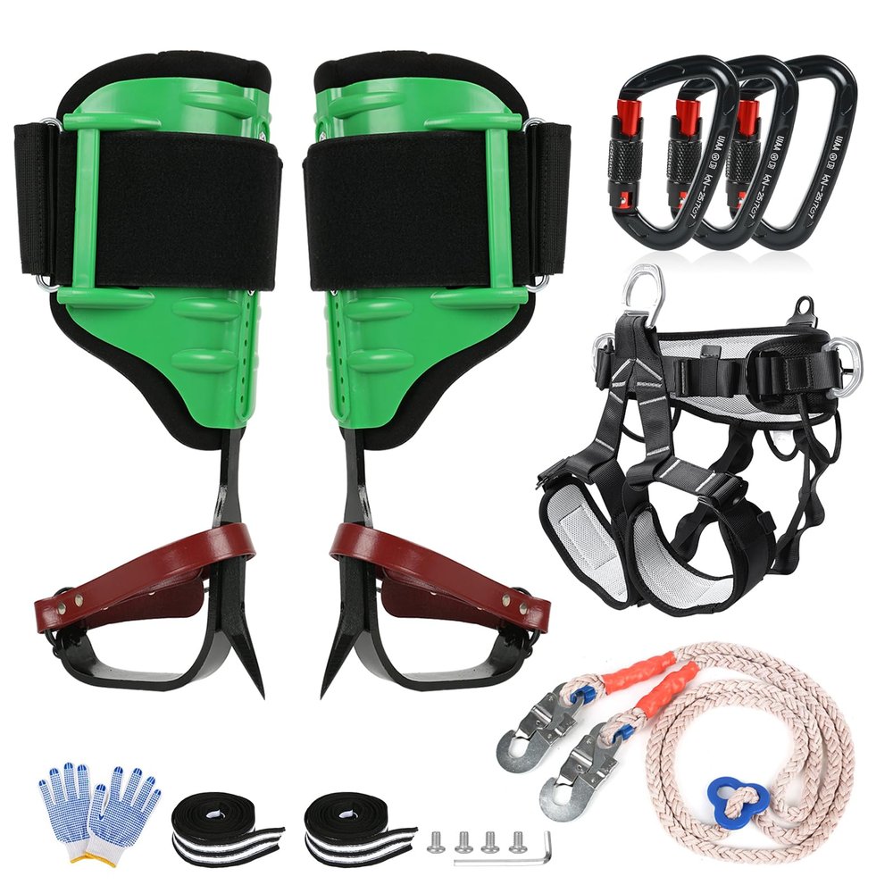 Fepinc Tree Climbing Spike Set with Adjustable Straps and EVA Leg Padding, Upgrade Adjustable Climbing Step Gear with Seat Belt, Rope and D-Rings