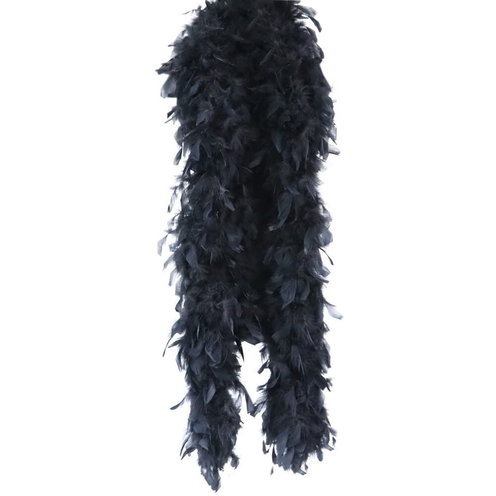 ihreesy Turkey Feather Boas,2m 90g Natural Fluffy Feather Boa Shawl Scarf for Halloween Costume Wedding Party Decoration,Black