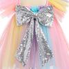 Rainbow Dress Toddler: Baby Girl Princess Tulle Tutu Dress Sequins Bowknot Flutter Sleeve Ruffle Pageant Formal Evening Party Birthday Photo Shoot Holiday Sundress Rainbow 3-4 Years view 2