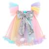 Rainbow Dress Toddler: Baby Girl Princess Tulle Tutu Dress Sequins Bowknot Flutter Sleeve Ruffle Pageant Formal Evening Party Birthday Photo Shoot Holiday Sundress Rainbow 3-4 Years view 3