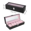BFYDOAA 6 Slots Watch Box Organizer for Men Women, PU Leather Watch Case with Lid, Small Rectangular Watch Storage Box with Removable Velvet Pillow view 2
