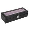 BFYDOAA 6 Slots Watch Box Organizer for Men Women, PU Leather Watch Case with Lid, Small Rectangular Watch Storage Box with Removable Velvet Pillow view 3