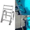 4 Step Inboard Boat Ladder Stainless Steel Marine Yacht Ladder/Swim Deck Ladder with Pedal Hand Railing Folding Rear Entry Pontoon Pool Boat Ladder view 1