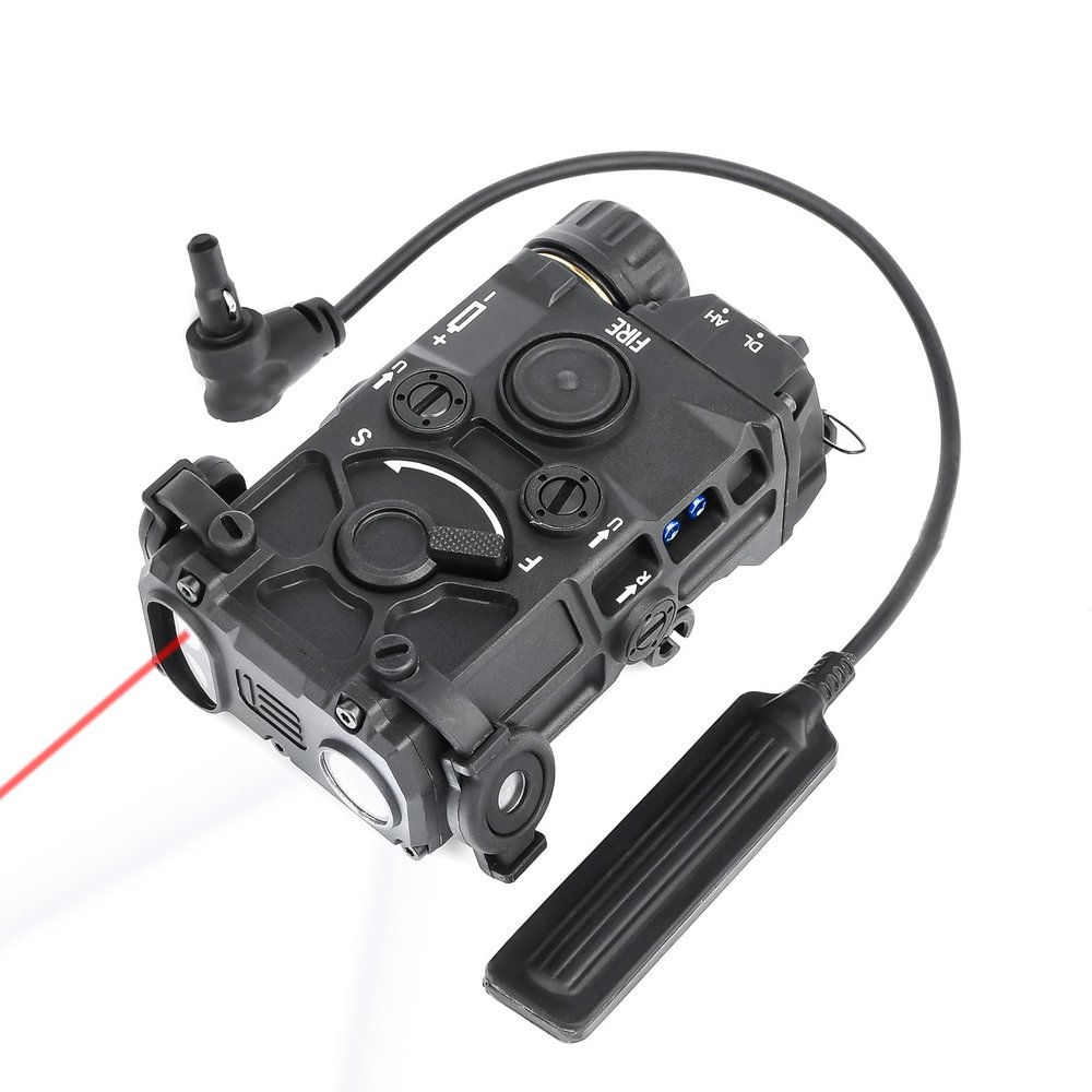 Nylon Plastic Airsoft Box Tactical Aiming Laser Sight, 8 Modes with Red Laser+White Light+IR Laser, for AEG GBB CQB Picatinny Rail