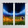 PYMATYTN Soccer-Ball Grommet Blackout Curtains for Boy Girl Bedroom, Fiery-Soccer-Ball-Kicked-Into-Goal-in-Stadium Home Energy Efficient Light Filtering Window Curtain for Living Room, 84x63 inch view 2