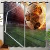 PYMATYTN Soccer-Ball Grommet Blackout Curtains for Boy Girl Bedroom, Fiery-Soccer-Ball-Kicked-Into-Goal-in-Stadium Home Energy Efficient Light Filtering Window Curtain for Living Room, 84x63 inch view 3