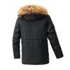 Men's Fleece-Lined Cargo Parka Jacket Multi-Pockets Anorak Winter Coat with Fur Hood Windproof Warm Padded Jacket (Black,X-Large) view 2