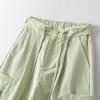 NATHGAM Womens Cargo Pants Baggy High Waist Wide Leg Parachute Pants Drawstring Elastic Sweatpants Solid Joggers with Pockets Green view 4