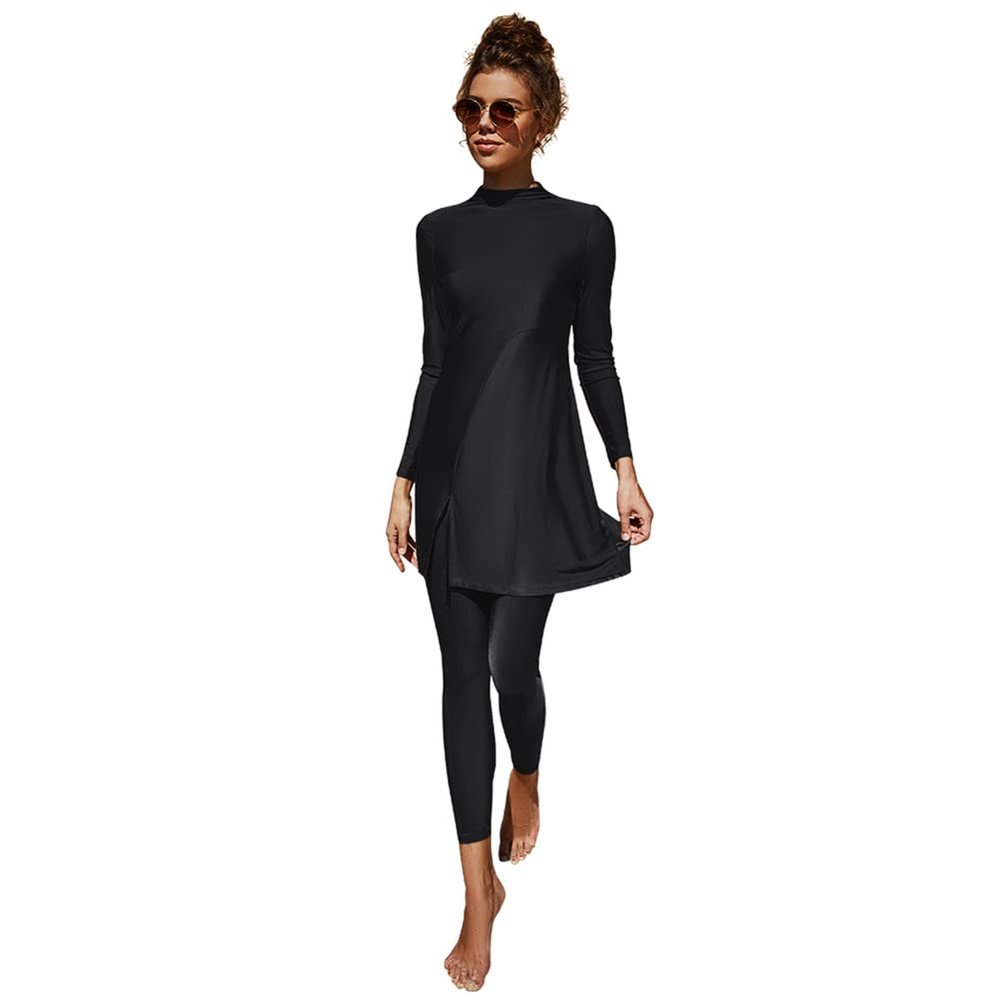 ABEWIP Muslim Swimsuits for Women Burkini Bathing Suits Full Body Modest Swimwear Islamic Swimming Suit Black Style 2 XL