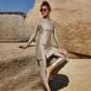 ABEWIP Muslim Swimsuits for Women Burkini Bathing Suits Full Body Modest Swimwear Islamic Swimming Suit Apricot Style 2 XL view 4