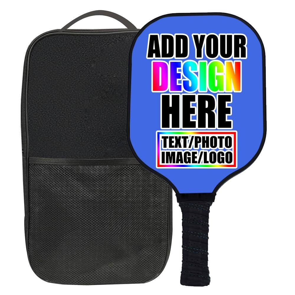 ZOLRITH Custom Pickleballs Paddles Rackets Set with Photo Design Your Own Personalized with Logo Text Pictures Indoor Outdoor Pickle Ball Paddles, 1 Paddel with 1 Storage Bag, RoyalBlue