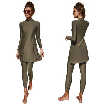 ABEWIP Muslim Swimsuits for Women Burkini Bathing Suits Full Body Modest Swimwear Islamic Swimming Suit Green Style 2 S