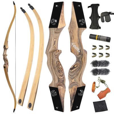 ZSHJGJR 60 Black Hunter Original Recurve Bow for Adults American Hunting Longbow Archery Bow 20-60lbs Right Handed for Archery Hunting Shooting Practice (Wood, 35lbs)