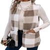 LAPHAL Womens Sherpa Vest Casual Warm Plaid Print Open Front Vest Coat Sleeveless Fleece Jacket Pockets,Teddy Coat(3 Colors) (Light Brown,X-Large) view 1