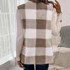 LAPHAL Womens Sherpa Vest Casual Warm Plaid Print Open Front Vest Coat Sleeveless Fleece Jacket Pockets,Teddy Coat(3 Colors) (Light Brown,X-Large) view 2