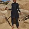 ABEWIP Muslim Swimsuits for Women Burkini Bathing Suits Full Body Modest Swimwear Islamic Swimming Suit Black Style 1 L view 2