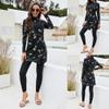 ABEWIP Muslim Swimsuits for Women Burkini Bathing Suits Full Body Modest Swimwear Islamic Swimming Suit Black with Floral Style 2 XL view 2