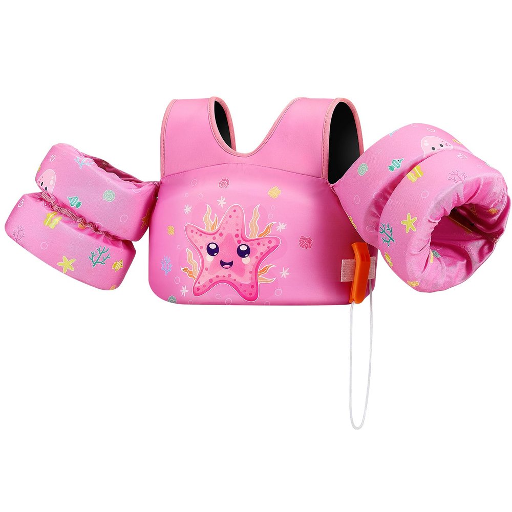 HeySplash Swim Vest for Kids, Toddler Pool Floaties Fit 33-66 Lbs, Children Swimming Vest with Adjustable Strap, Swim Jacket Water Wing Arm Float, Puddle Beach Boat Jumper Boy Girl,Starfish
