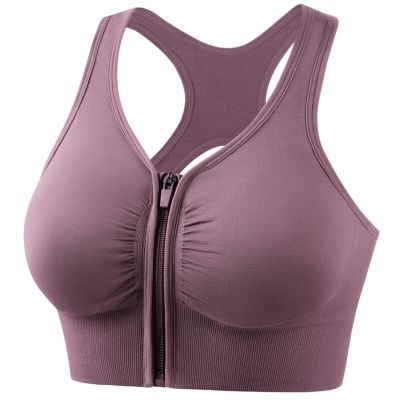 ALLC Sports Bras for Women Gather Together Sports Bra Front Zipper Bra Cutout Stretch Plus Size Bra for Workout Yoga (Color : A, Size : X-Large)