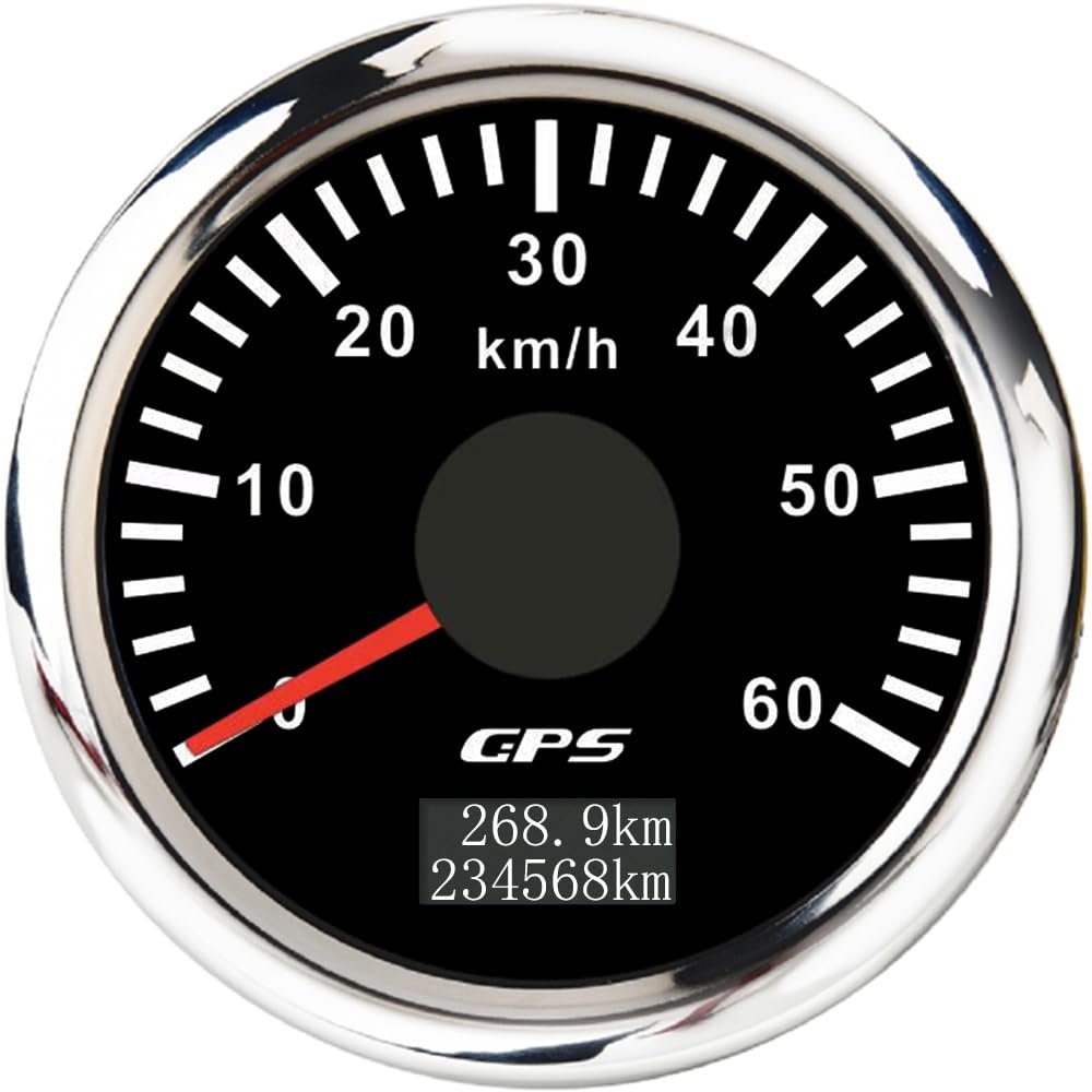 ELING 52mm Marine Boat Speedometer GPS 60km/h Gauge with Tripmeter 12V 24V for 7 Colors Backlight