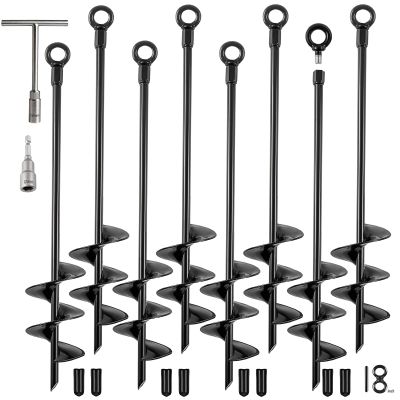 Fabulas Ground Anchors Heavy Duty, Swing Set Anchor Kit 18 Inch 8 Pack Screw in Earth Anchors Trampoline Stakes High Wind Metal Auger Anchor for Shed Tent Carports Securing Animals Camping Mobile Home