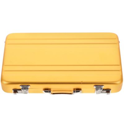 Tofficu Golden Mini Briefcase Metal Business Card Holder - Portable Aluminum Card Case for Professional Image, Large Capacity, Lightweight Miniature Briefcase for Business Meetings and Events